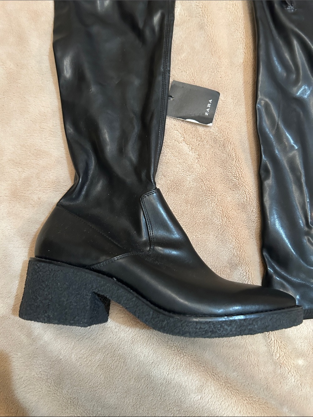 Zara Faux Leather Over The Knee Boots - Picture 3 of 6